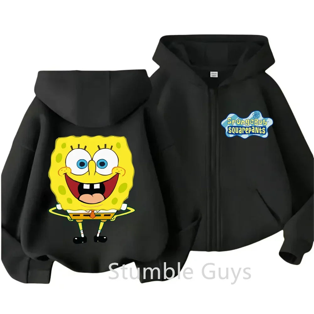 Spongebob Pie Big Star Squidward Kawaii Kids zipper hoodie print Fall/Winter comfortable loose top for boys and girls