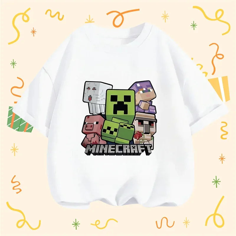 Minecraft New Summer Kids Clothes For Children Kawaii Cartoon Printed Baby Tops Cute Boys Girls Short Sleeves T-shirts