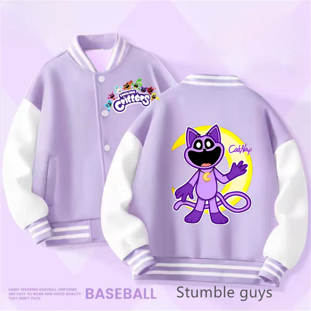 Smiling Critters Baseball Uniform Kawaii Kids Anime Cartoon Coat Sweet and Cute Jacket Girls Spring Autumn Children's Clothing