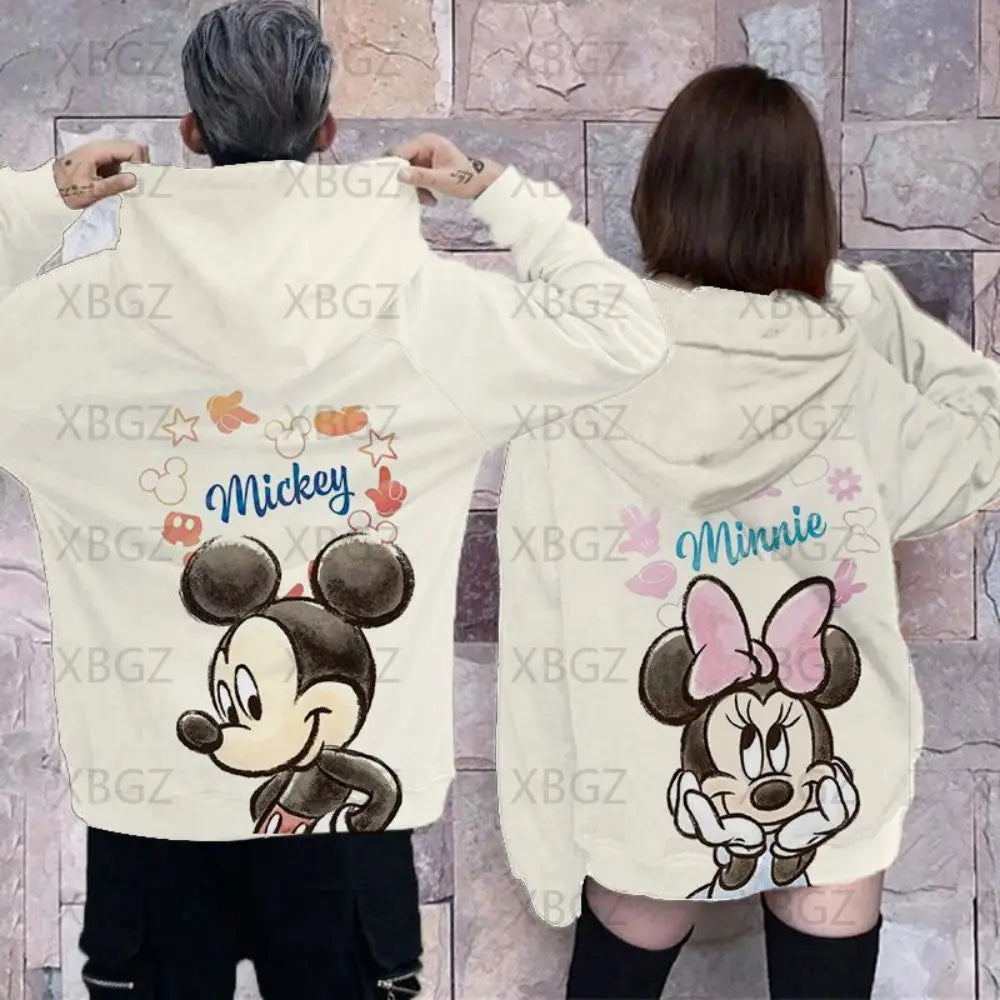 Women's Hoodies Couple Outfit Top Woman Minnie Mouse Y2k Disney Women Clothing Fashion Sweatshirts Mickey 2022 Men's Sweatshirt