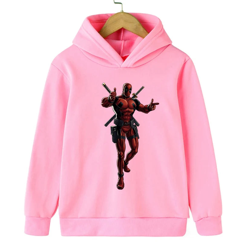 New Kids Spring Autumn Deadpool Hoodies Fashion Cartoon Printing Baby Boys Clothes Boys Casual Tops Sweatshirts 2-14Years Old