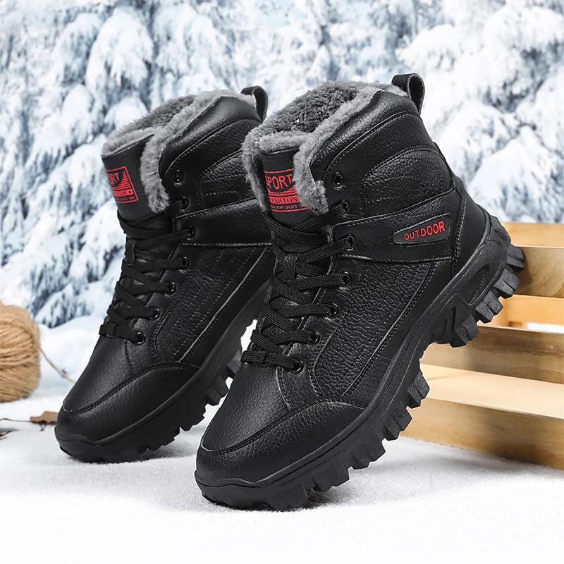 Men Waterproof Snow Boots Super Warm Winter Plush Shoes Men Sneakers Work Shoes Outdoor Male Hiking Boots Anti-slip Ankle Boots