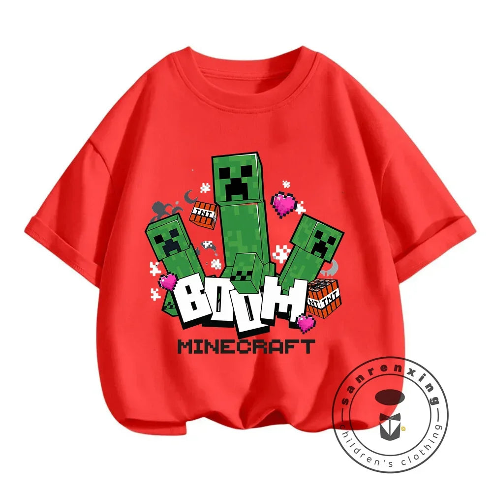 Short Sleeve Children Top Shirts Children's Boy's Minecraft CatNap Clothing Tops Baby Boys Clothing Child -shir T Shirt