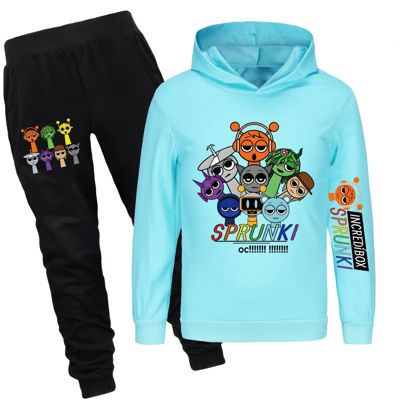 Sprunki Cartoon Clothes Kids Game Incredibox Jumper Boys Fashion Long Sleeve Sweatshirts+ Pants 2pcs Suits Toddler Girls Outfits