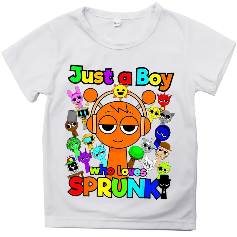 Kids T Shirts Game Sprunki Incredibox Cartoon Print Boys T shirt Summer Casual Short Sleeve Baby Girls Clothes Children Tee Tops