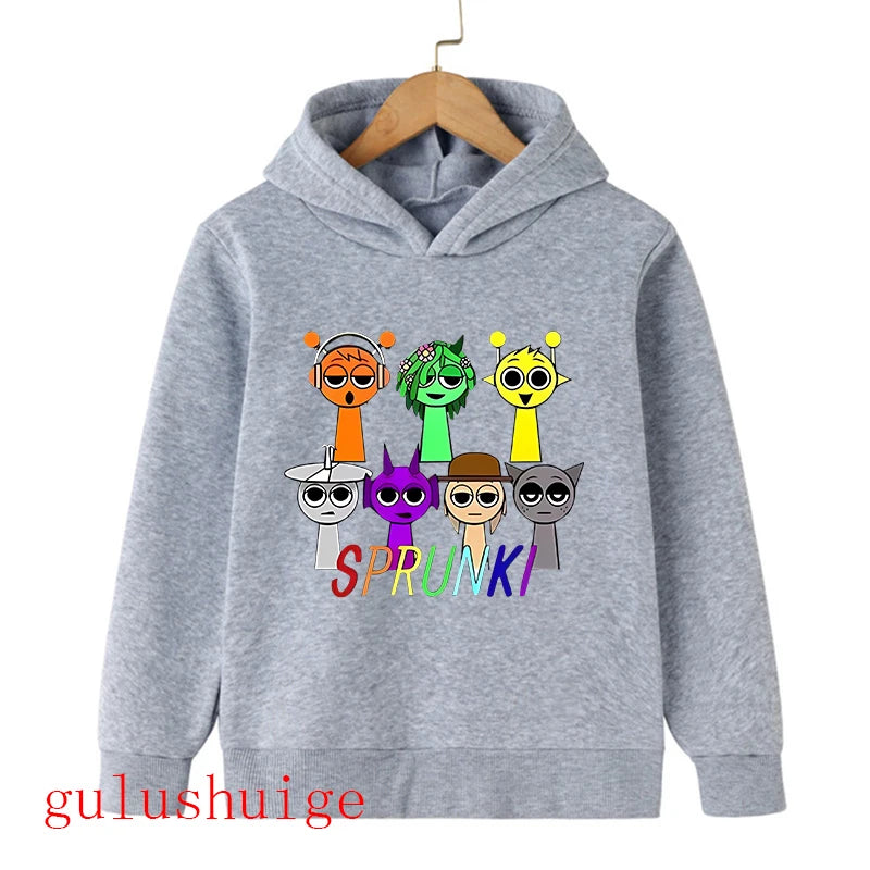 Sprunki Hoodie Fashion Kids Incredibox Hoodies Warm Sweatshirts Children's Winter Soft Clothing Cartoon Hoodie