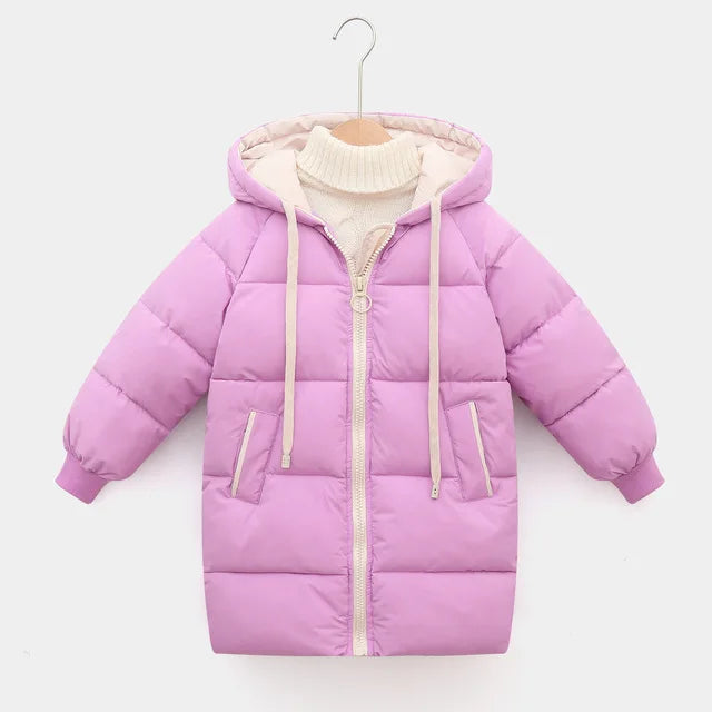 Kids Thicken Warm Down Coat Boys Winter Real Fur Hooded Long Parkas Girls Cotton Down Jackets Outerwears Teen Children Clothing