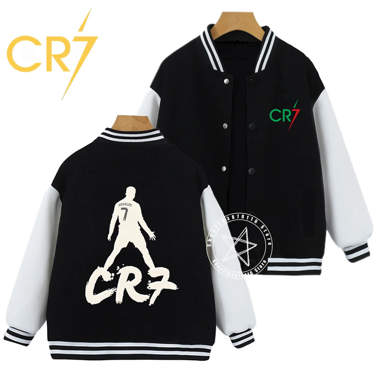 Autumn winter children handsome C Ronaldo personality print comfortable boys girls casual fashion kid thick baseball uniform