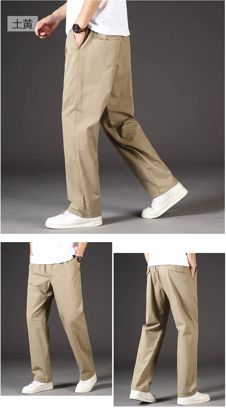 Spring Autumn Mens Cargo Pants Casual Sweatpants Relaxed Fit Cotton Pants American Style Large Size Sports Outdoor Pants