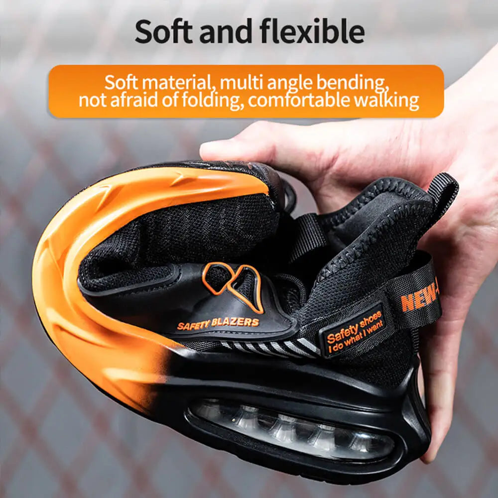 Autumn Men's Safety Shoes Orange Air Cushion Steel Toe Sports Shoes Black Safety Shoes For Men Anti-Smashing Industrial Shoes