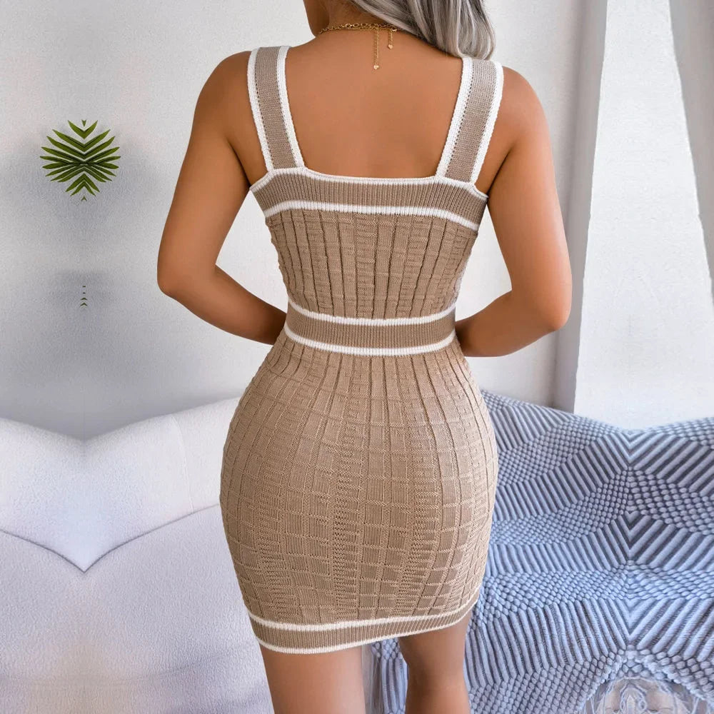 2024 Spring Summer Women's Clothing Sexy Knitted Wrapped Hip Dress