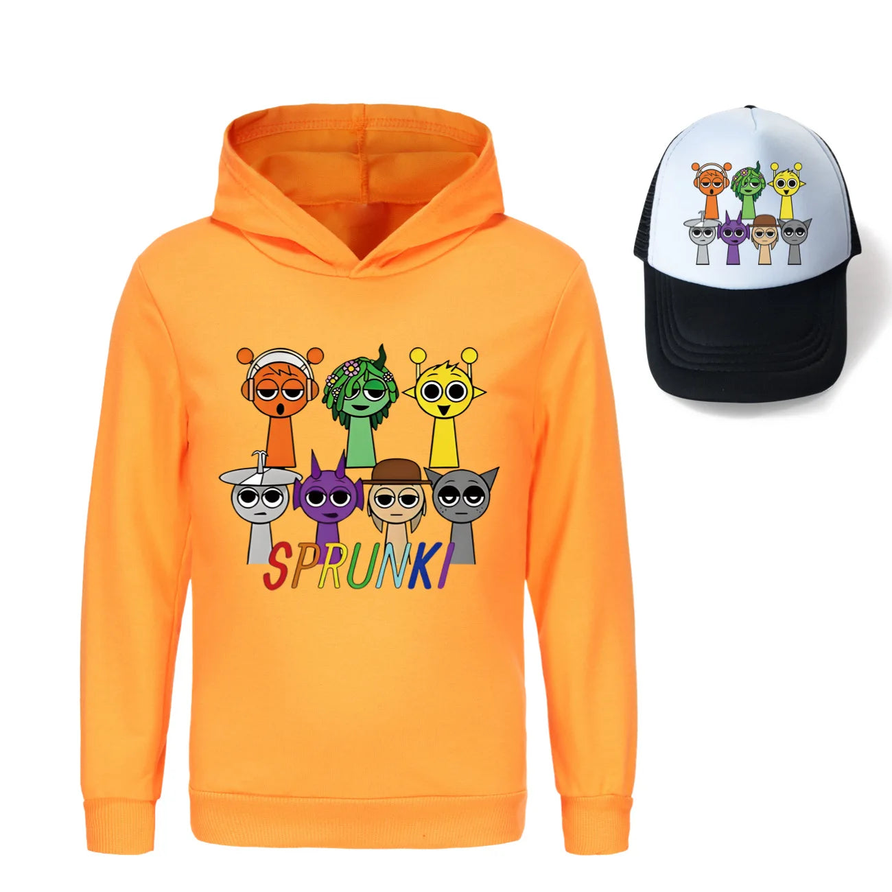 Sprunki Incredibox  Game  Tag Clothes Kids Hooded Sweater Shirt Hat Boys Cotton Girls Fashion Clothes Toddler Long Sleeve Tops