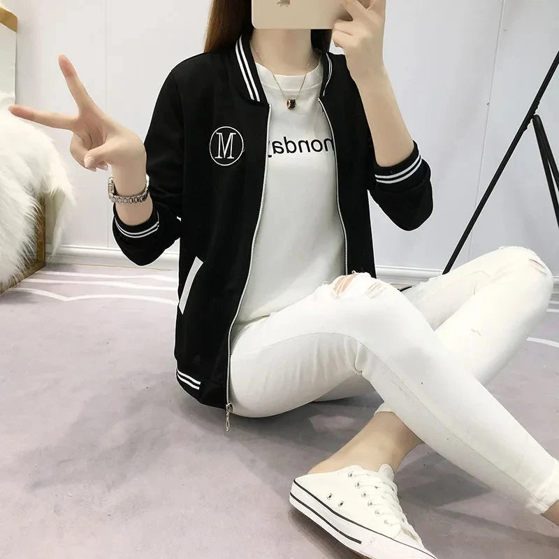 Oversized 5xl Baseball Jackets Spring Fall Women's New Coats Fashion Short Bomber Chaquetas Casual Zipper Slim Outerwear