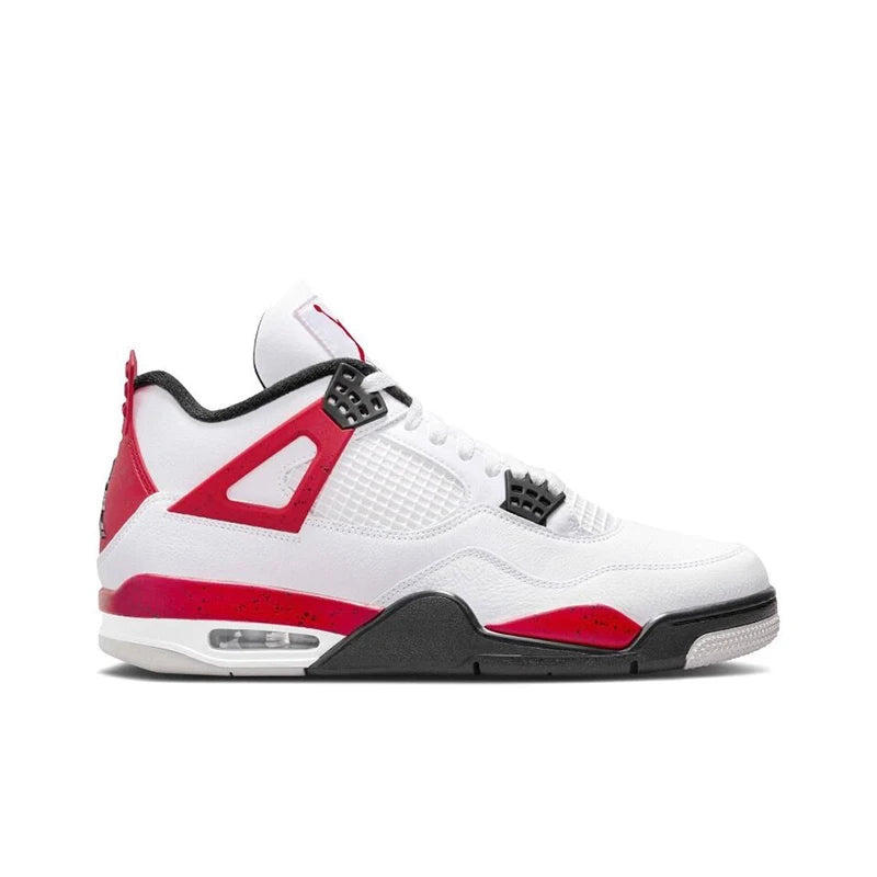 Original Air Jordan 4 "Neutral Grey" "Red Cement" Comfortable Retro Basketball Shoes Men's White and Black and Red DH6927-161