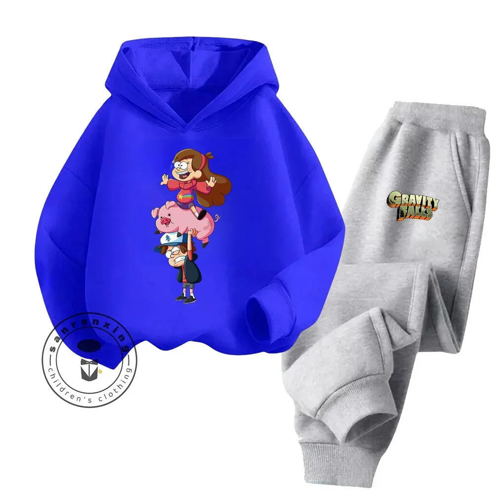 2024 Hot Gravity Falls cute Cheap Hip-Hop Kids sports set Kawaii animation boys and girls children sweatshirt sweatpants set