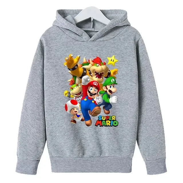 Autumn Cartoon Print Sports Children Hoodies Street Casual Fashion Sweatshirt 3-14 Years Kids Boy Girl Clothing Outdoor Pullover