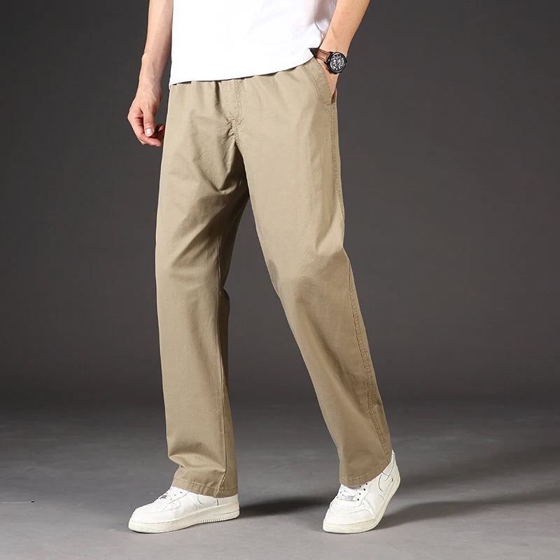 Spring Autumn Mens Cargo Pants Casual Sweatpants Relaxed Fit Cotton Pants American Style Large Size Sports Outdoor Pants