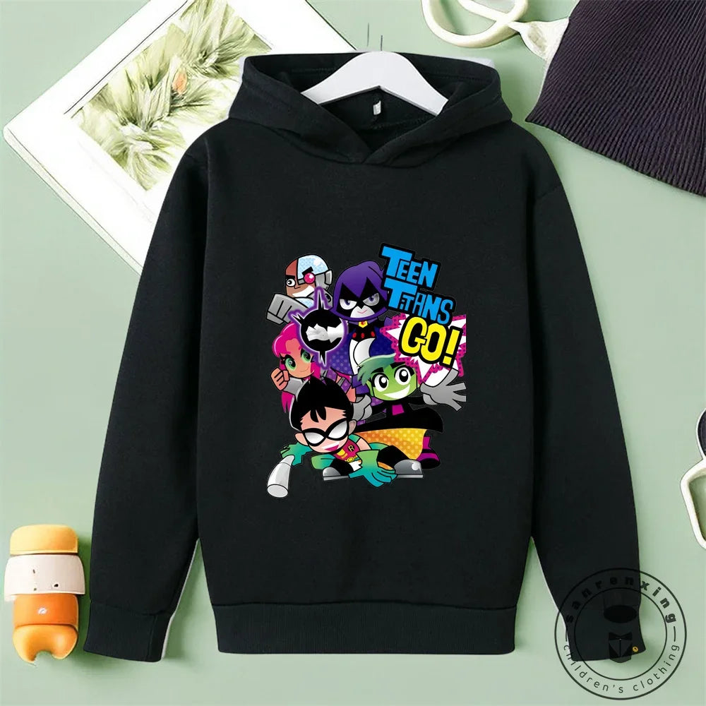 Marvel Teen Titans Go Kids Hoodie Kids Girls Clothing Fashionable Baby Boy Clothes Autumn Warm Sports Tops Back to School Gift