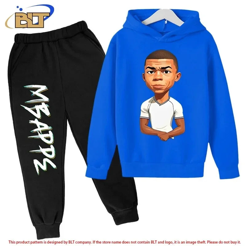 Children's Clothing Children's Hoodie Set Plus Sweatshirt Pants 2-piece Set for Boys and Girls Mbappe Printed Set