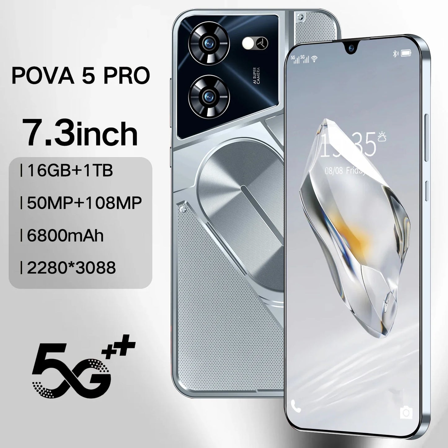 Original Pova 5 Pro Smartphone Global Version Dimensity 9300 16G+1TB 6800mAh 50+108MP 4G/5G Cellphone Android Mobile Phone