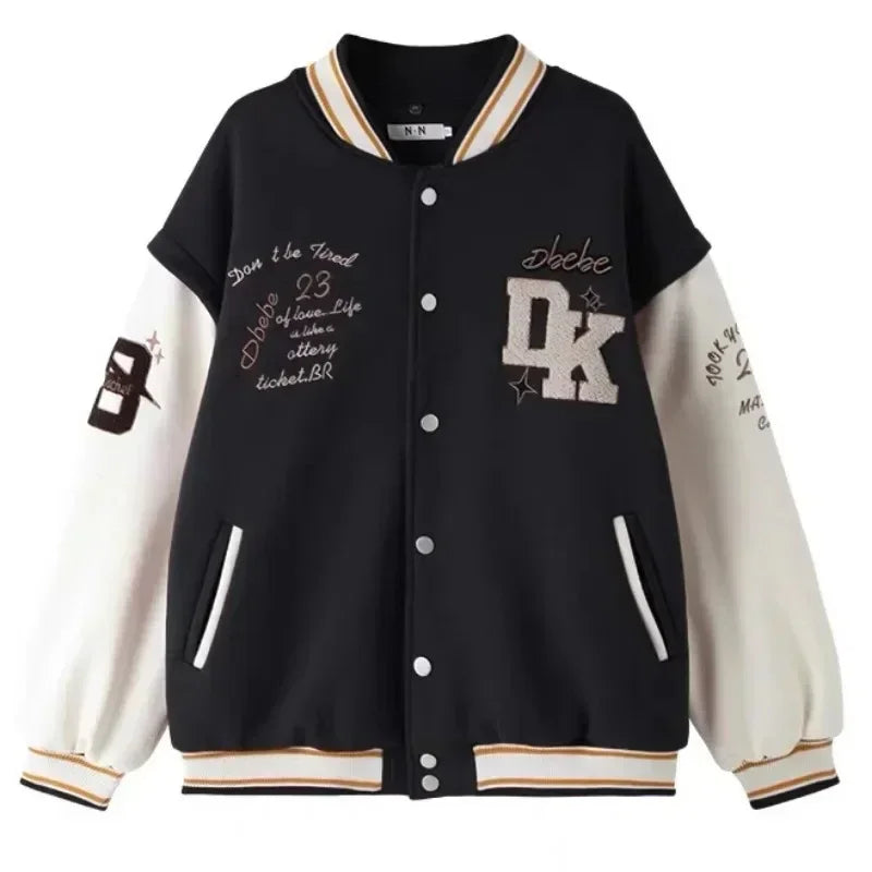 American Y2K New Fashion Letter Embroidered Jacket and Coat Men Street Hip Hop Joker Loose Baseball Uniform Couple Casual Jacket