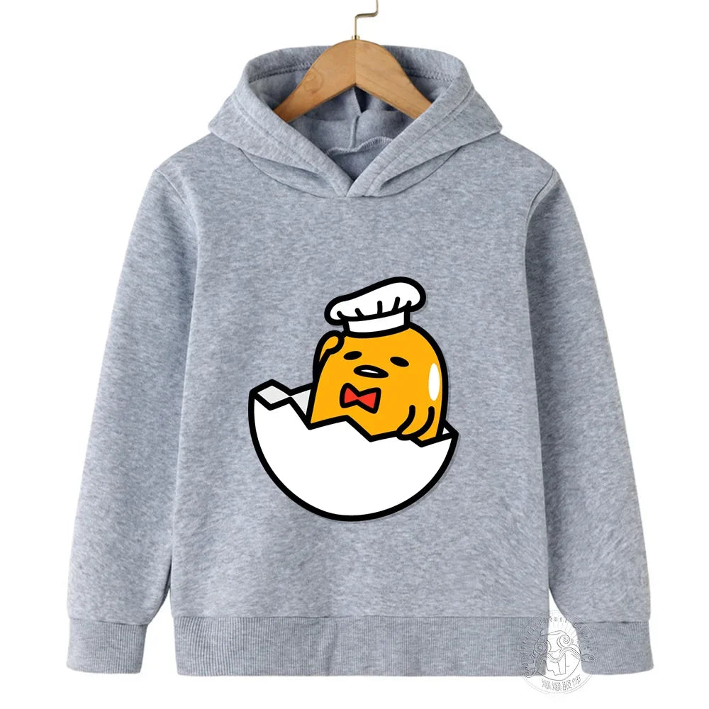 2024 New Cute Gudetama Hoodie Kids Spring/Autumn Clothes Girls Sweatshirts Spring Boys Long Sleeves Hoodies Cartoon Hooded Tops