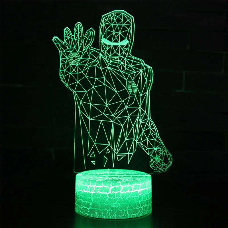 Anime The Avengers Infinity War 3D LED Nightlights Spiderman Ironman Hulk Thor Lamp Colorful Changing Night Lights Table Lampara