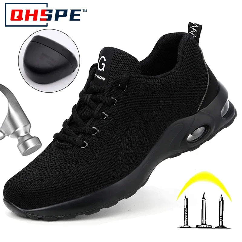 Summer Air Cushion Work Safety Shoes For Men Women Breathable Work Sneakers Steel Toe Shoes Anti-puncture Safety Protective Shoe