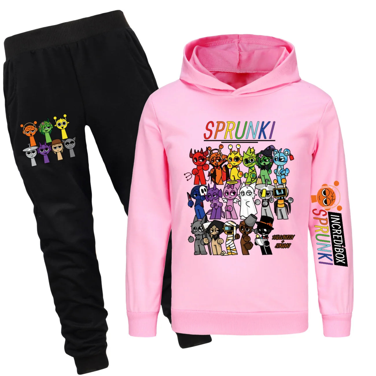 Sprunki Clothes Kids Game Cartoon Incredibox Jumper Boys Fashion Long Sleeve Sweatshirts+ Pants 2pcs Suits Toddler Girls Outfits