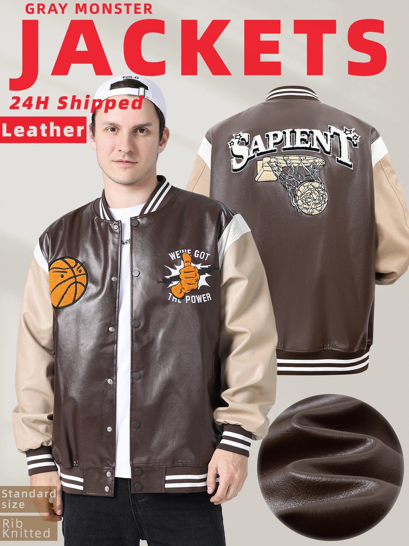 Men's Faux Leather Motorcycle Bomber Jacket Football Embroidery Baseball Uniforms 24H Shipped Spring&Autumn Loose Coats