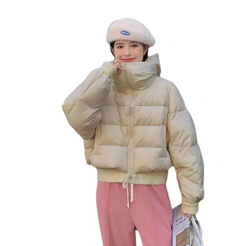 Fashionable Hooded Down Jacket For Women Petite Cropped 2023 Winter New Style Korean Design Sensibility Streetwear Puffer Jacket