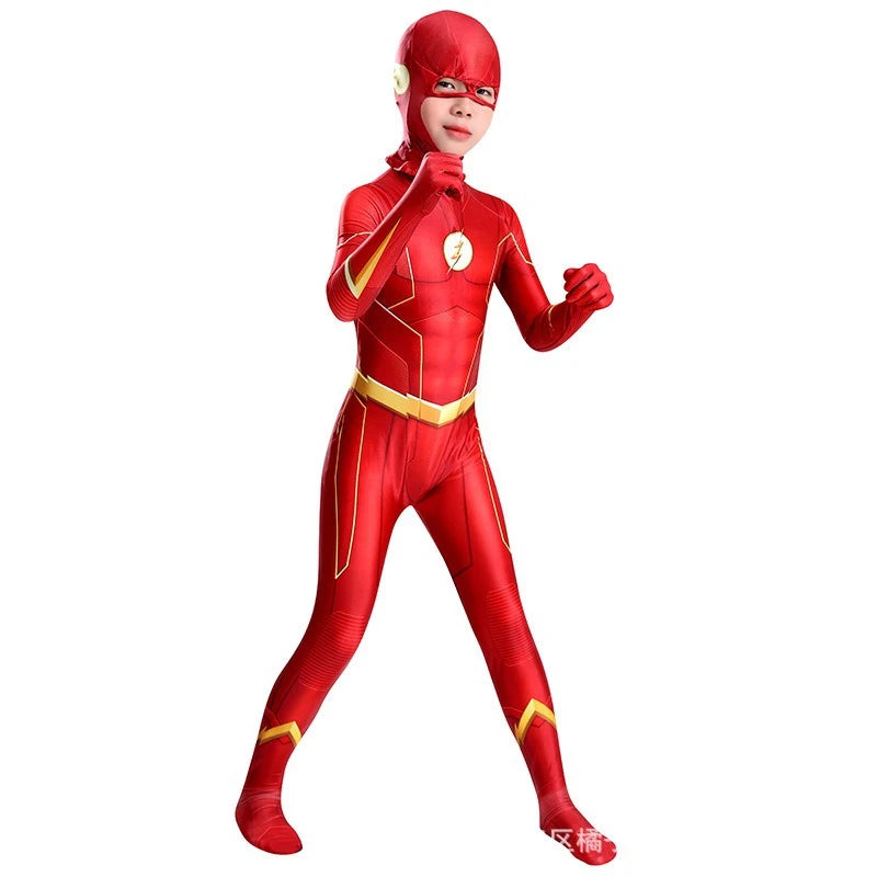 MINISO Børn Voksen Superhelte Flash Man Cosplay Kostume Bodysuit Mask Flash Man Jumpsuit Halloween Carnival Party Kostumer