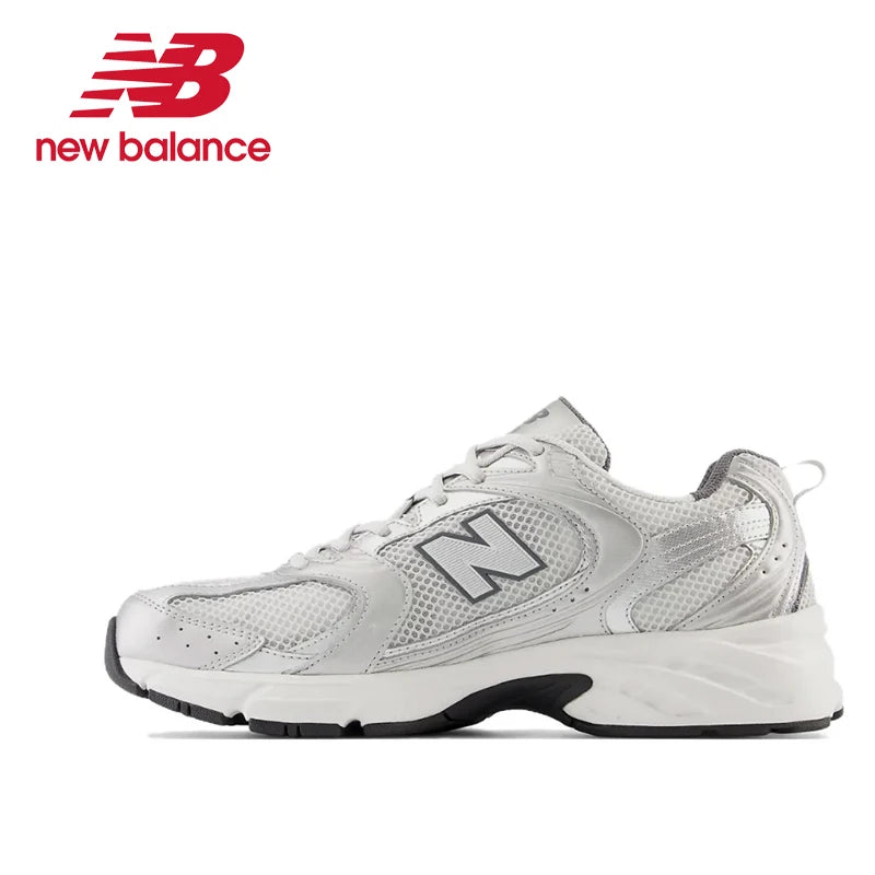 Original New Balance NB 530 Classic Vintage Mesh Fabric Faux Leather Casual Men's and Women's Running Shoes White Silver MR530SG