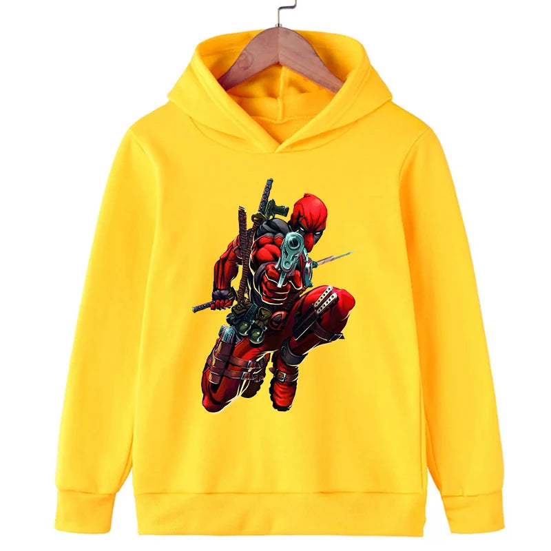 New Kids Spring Autumn Deadpool Hoodies Fashion Cartoon Printing Baby Boys Clothes Boys Casual Tops Sweatshirts 2-14Years Old