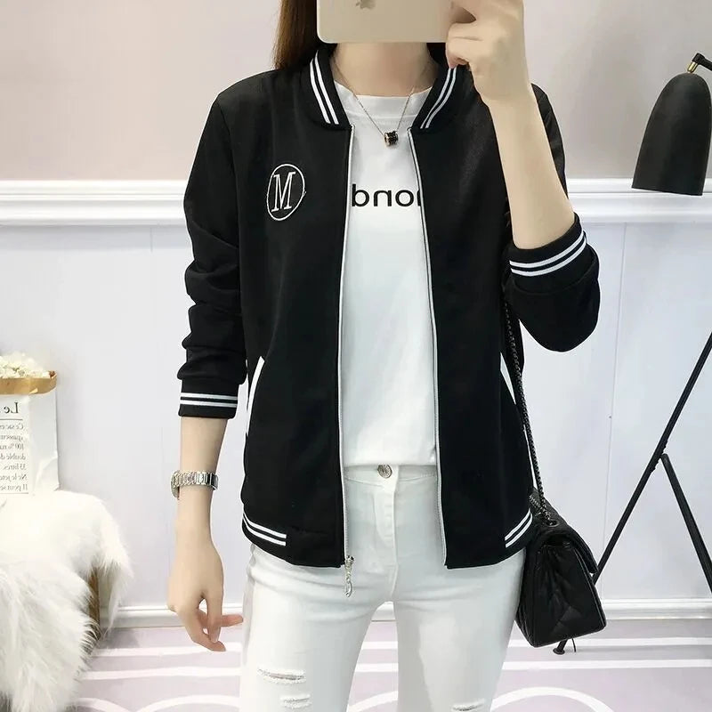 Oversized 5xl Baseball Jackets Spring Fall Women's New Coats Fashion Short Bomber Chaquetas Casual Zipper Slim Outerwear