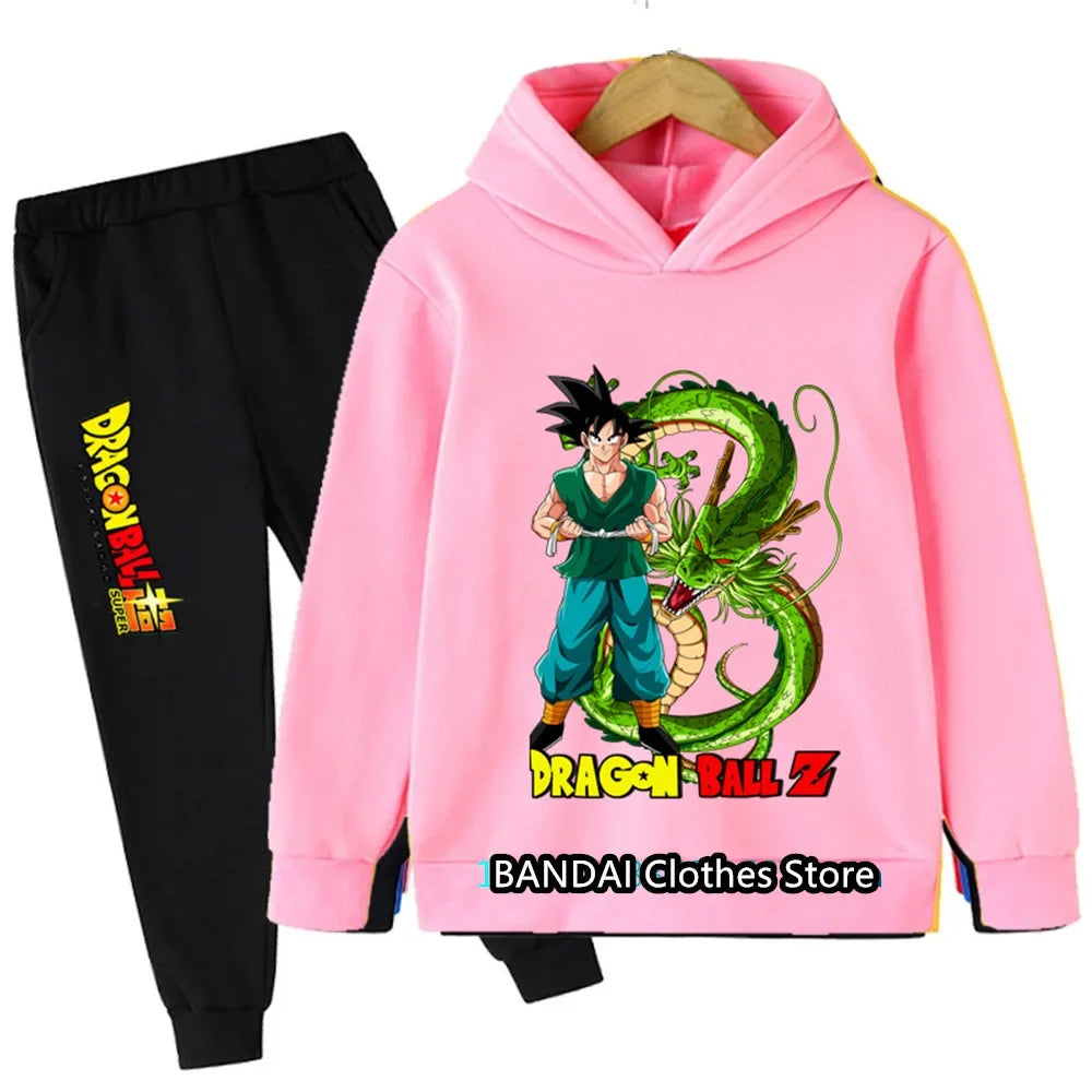 2024 New Dragonball Son-Goku Hoodies Boys Hoodies Kids Clothes Set Pullover Tracksuit Jogging Girls Sweatshirts Set 2 Pieces