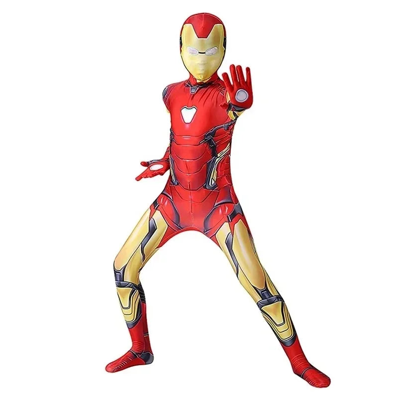 Kids Adult Iron Man Cosplay Costume Bodysuit Jumpsuit The Avengers Superhero Spiderman Halloween Carnival Party Cosplay Costume