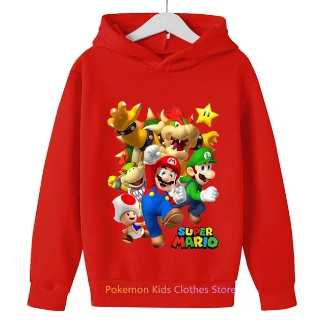 Fashion Children Game Super Mario Sweatshirt Baby Boys Girls Cartoon Pullovers Kids Autumn Clothes Mario bros Hoodies