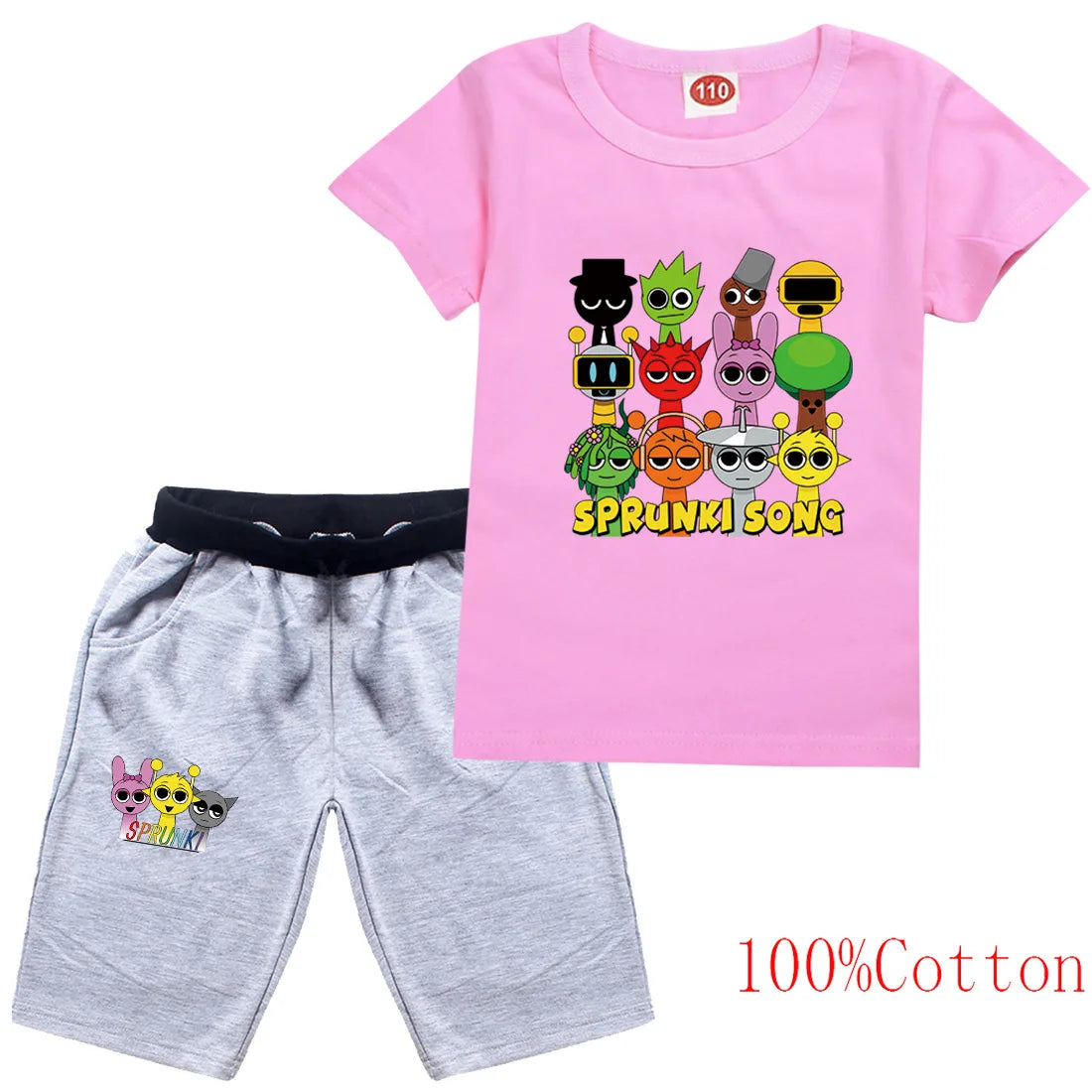 Sprunki Cartoon Clothes Sets New Summer Kids  Game Incredibox T-shirts Shorts Two-piece Set Baby Boys Tracksuit Girls Outfits