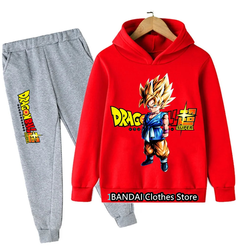 New Boys Girls Clothes Dragonball Hoodie Set Kids 2pcs Spring Autumn Toddler Girls Cartoon Hooded +pants Tracksuit Goku Clothing