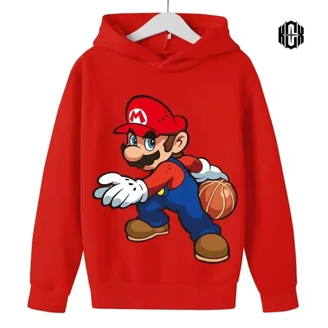 Autumn Cartoon Print Sports Children Hoodies Street Casual Fashion Sweatshirt 3-14 Years Kids Boy Girl Clothing Outdoor Pullover