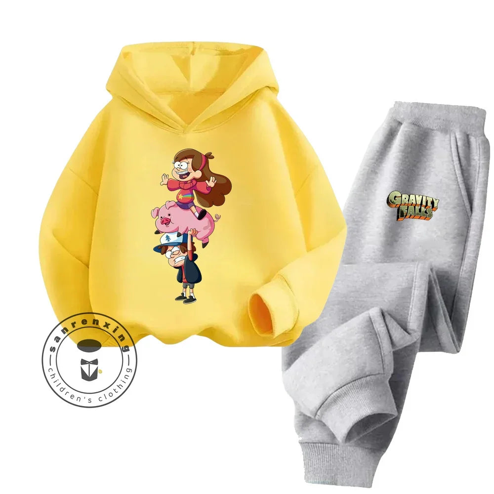 2024 Hot Gravity Falls cute Cheap Hip-Hop Kids sports set Kawaii animation boys and girls children sweatshirt sweatpants set