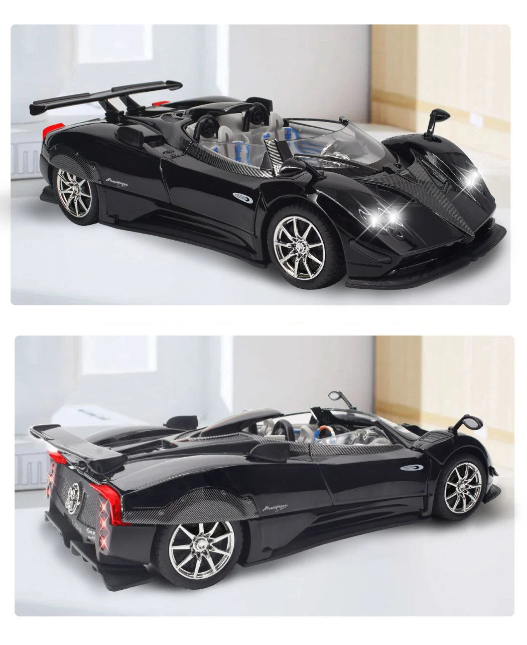 1:24 Pagani Zonda HP Barchetta Supercar Alloy Car Model Sound and Light Pull Back Children's Toy Collectibles Birthday gift