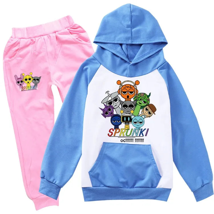 Sudadera Sprunki Clothes Set Kids Sprunky Incredibox Hoodie Boy Spring Fall Tracksuit Girls Hoody Sweatshirt Top Pants 2pcs Sets