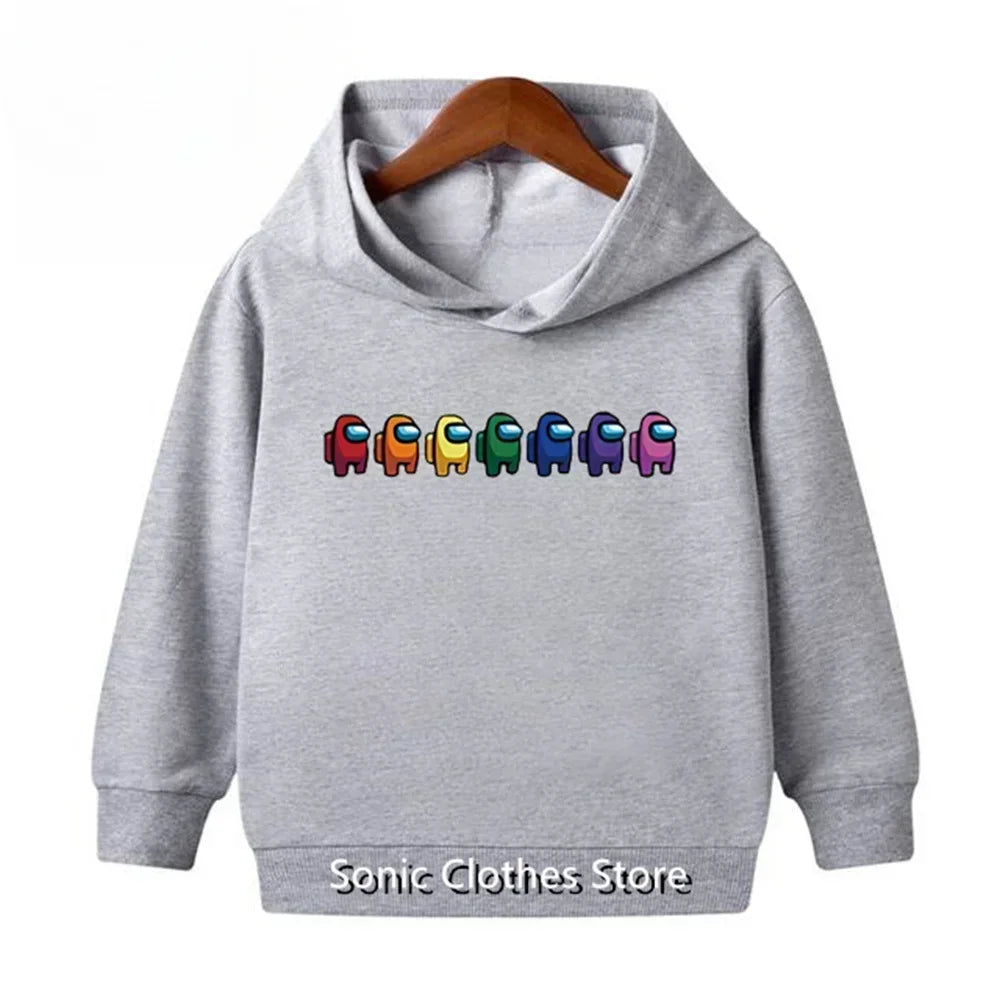 Super Marios Bros Kids Hoodies 3D Anime Hooded Sweatshirt for Children 100-160CM Spring Winter Boys Girls Cartoon Print Hoodie