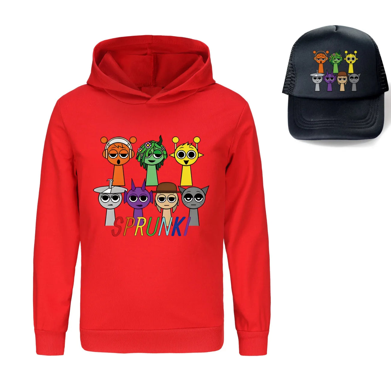 Sprunki Incredibox  Game  Tag Clothes Kids Hooded Sweater Shirt Hat Boys Cotton Girls Fashion Clothes Toddler Long Sleeve Tops