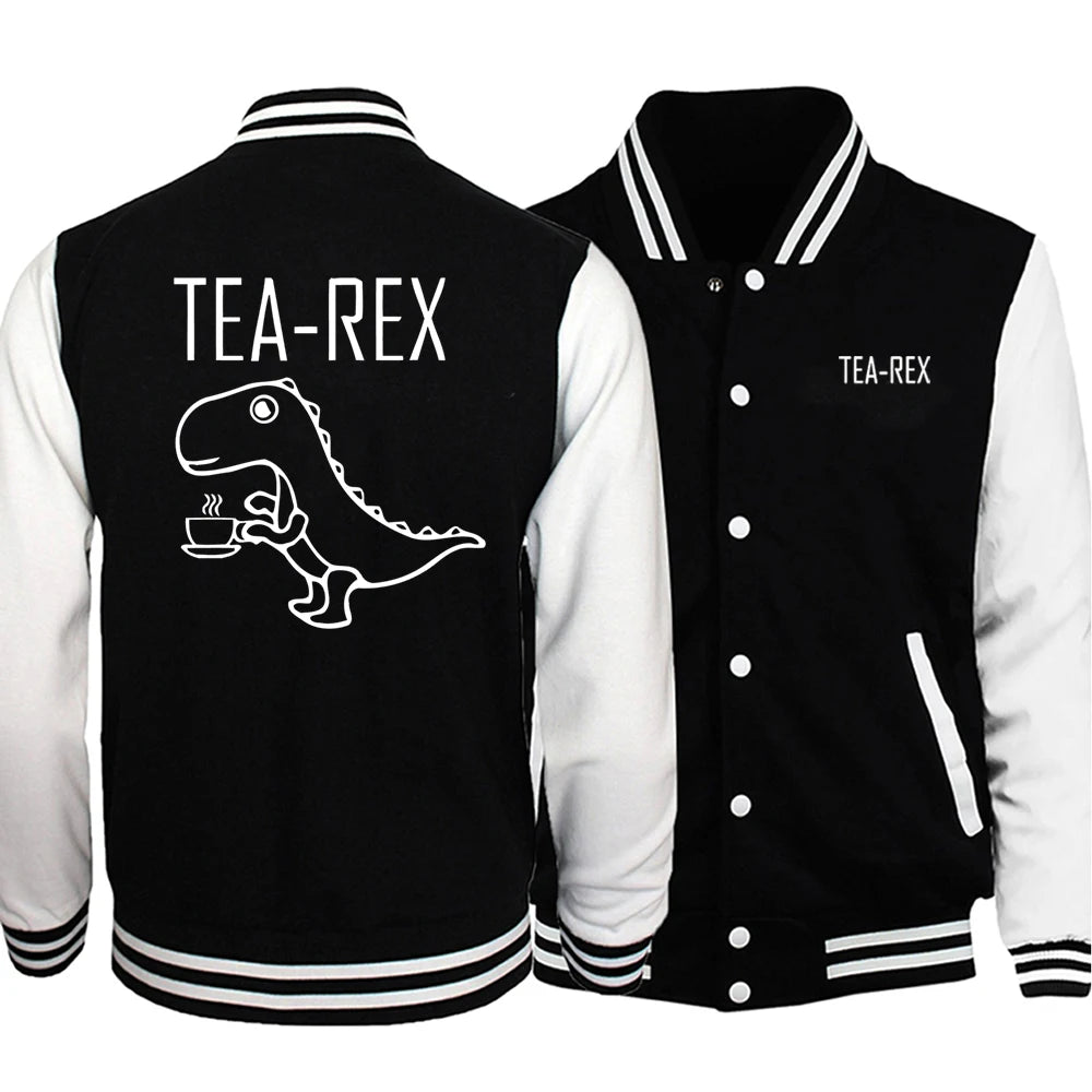 Tea Rex The Dinosaur Drinking Coffee Design Men Jackets Fashion All-Match Clothes Autumn Fleece Tops Hip Hop Oversize Pullovers