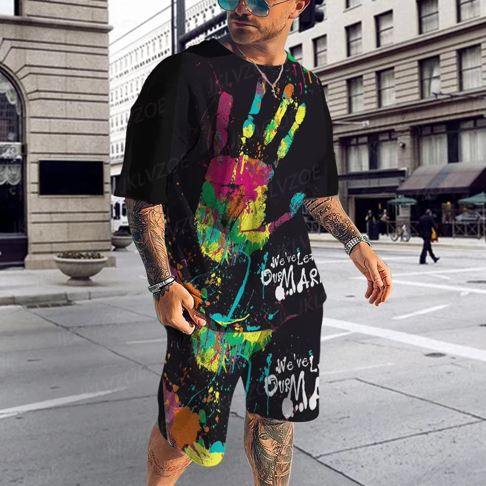 Hot Summer Men's Clothing 3d Printed Men's Bob Marley Printed Short Sleeve Shorts Two-Piece Man Casual Fashion Short Sleeve Suit