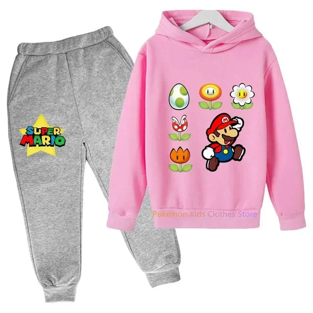 Super Mario Bros Boy Girl Hoodie Suit Cotton Kids Hooded Sportswear Set Boys Pokemon Clothes 2 5 6 7 8 9 10 11 12 13 12 Y