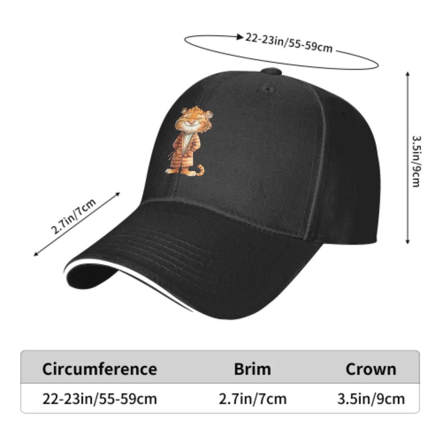 Standing Tiger Baseball Cap Stamping Printing Sandwich Duck Tongue Hat Spring Summer Fashion Washed Sports Outdoor Travel